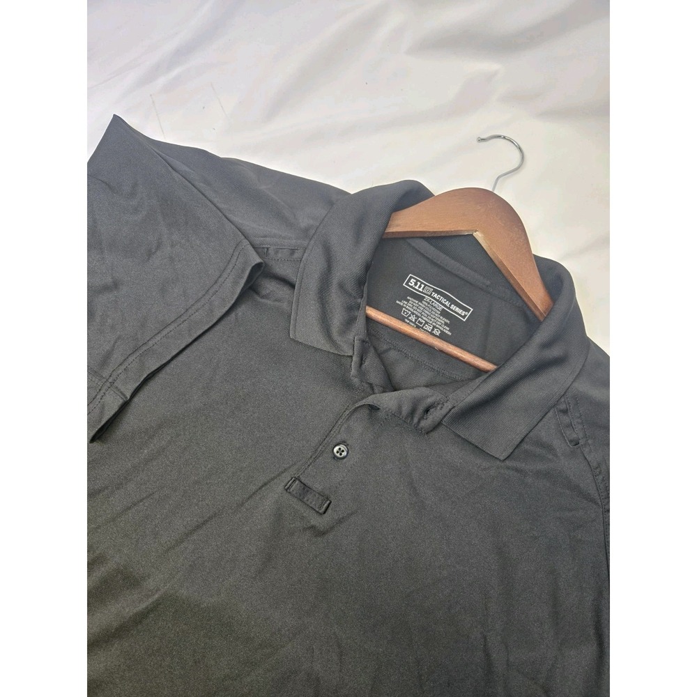 5.11 Tactical Series Mens Black Short‎ Sleeve Polo Pullover Button Size 2XL XXL